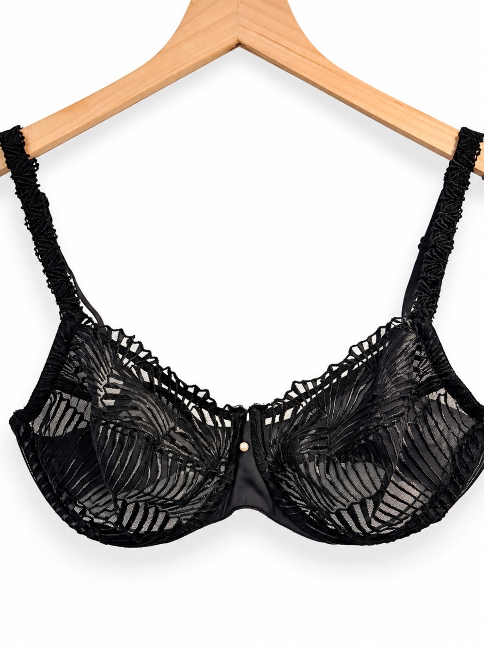 La Perla Black Sheer Embroidered Lace Underwire Bra Sz 2 Luxury Italian Lingerie